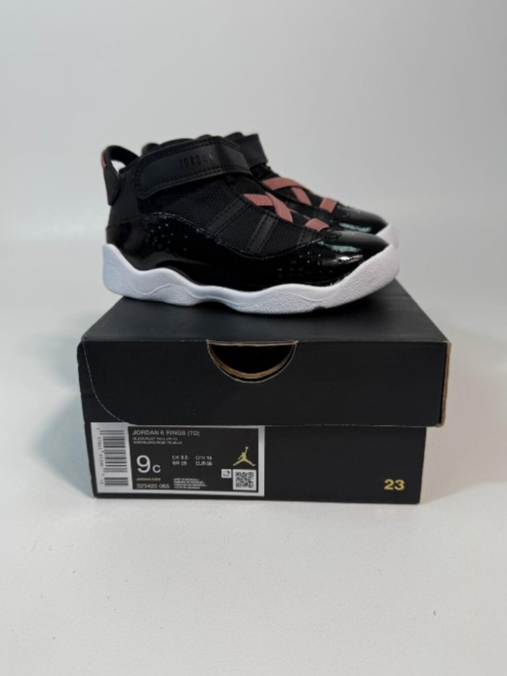 Nike Air Jordan 6 Rings (TD) Toddlers Size 9C Black/White/Rust Pink